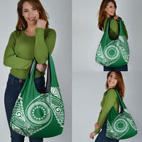 Cook Islands Gospel Day Grocery Bag Green Tribal Curves