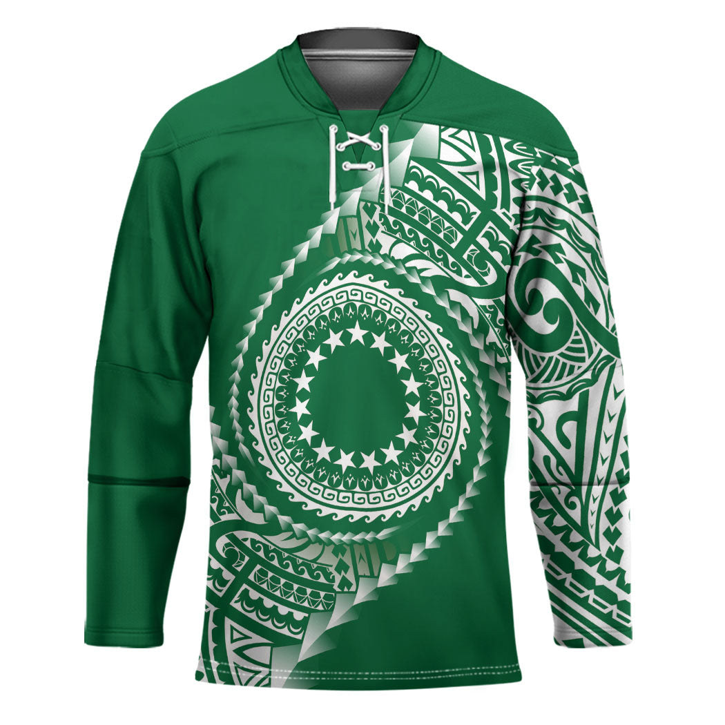 Cook Islands Gospel Day Hockey Jersey Green Tribal Curves