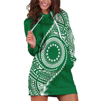 Cook Islands Gospel Day Hoodie Dress Green Tribal Curves