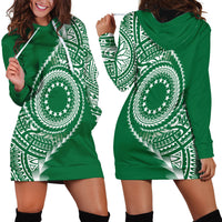 Cook Islands Gospel Day Hoodie Dress Green Tribal Curves