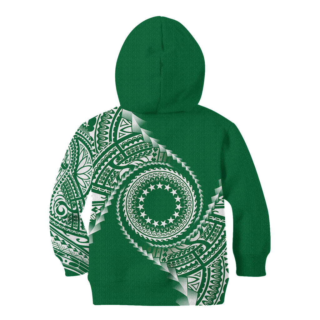 Cook Islands Gospel Day Kid Hoodie Green Tribal Curves