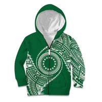Cook Islands Gospel Day Kid Hoodie Green Tribal Curves