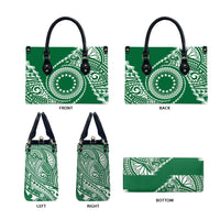 Cook Islands Gospel Day Leather Bag Green Tribal Curves