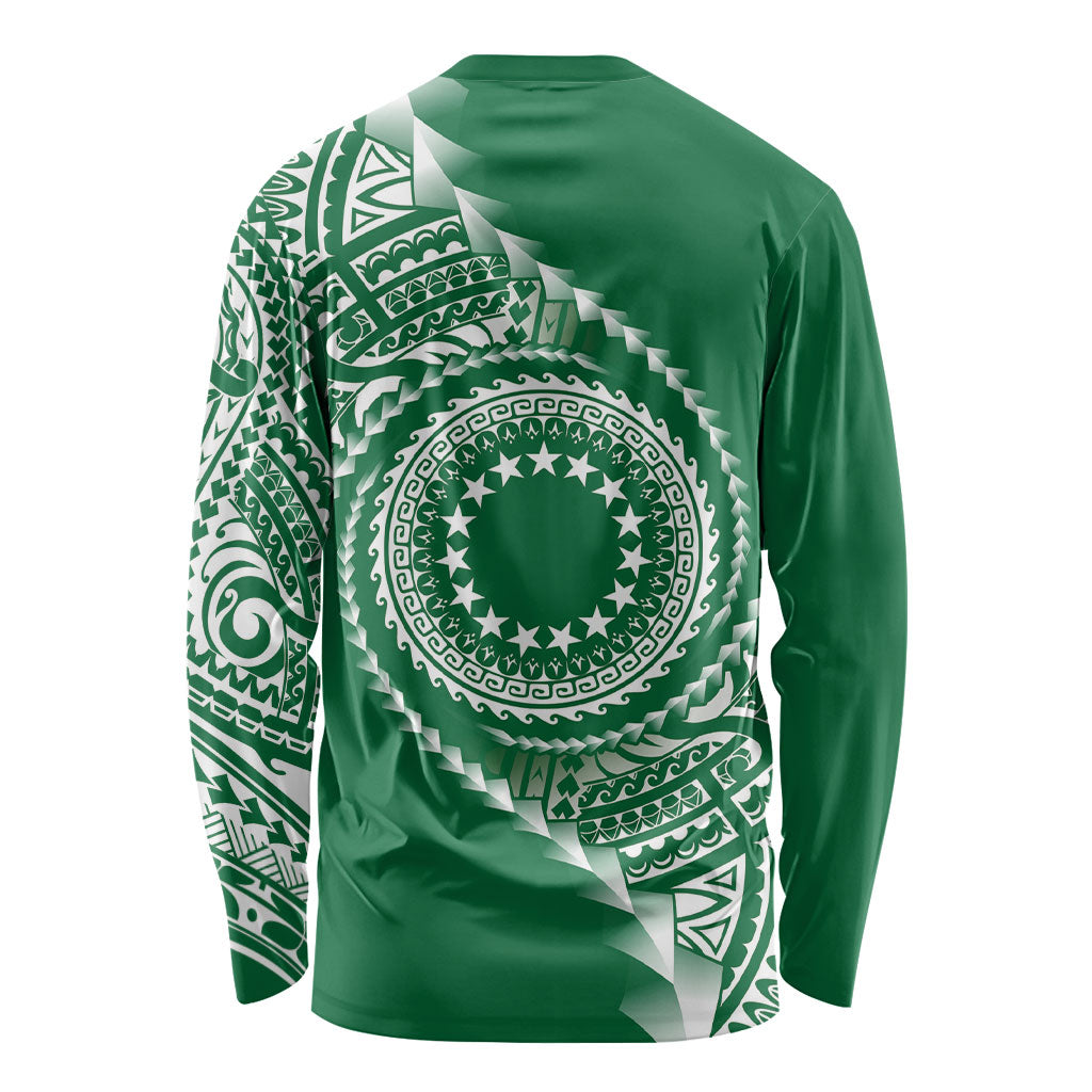 Cook Islands Gospel Day Long Sleeve Shirt Green Tribal Curves