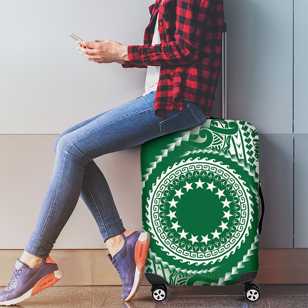 Cook Islands Gospel Day Luggage Cover Green Tribal Curves