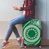 Cook Islands Gospel Day Luggage Cover Green Tribal Curves