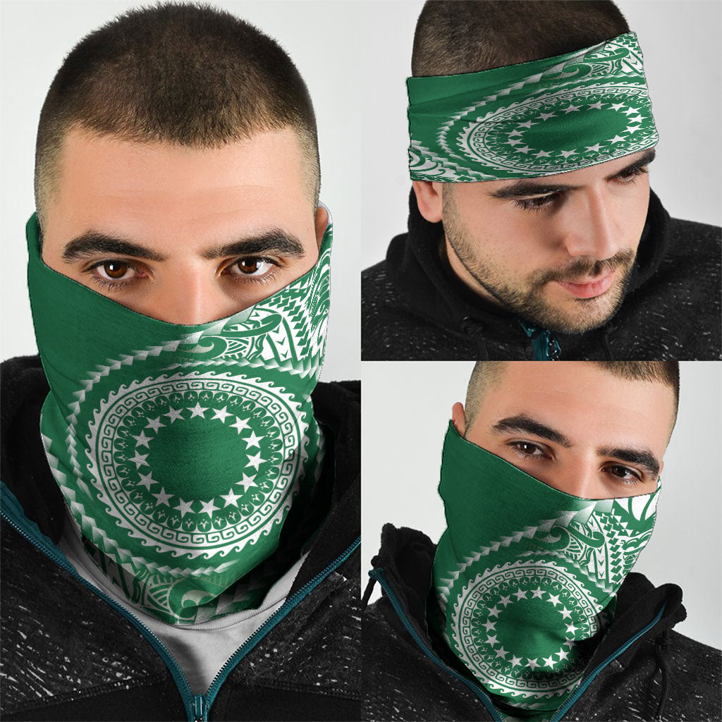 Cook Islands Gospel Day Neck Gaiter Green Tribal Curves