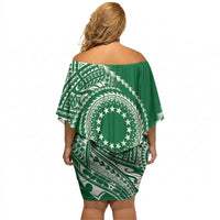 Cook Islands Gospel Day Off Shoulder Short Dress Green Tribal Curves