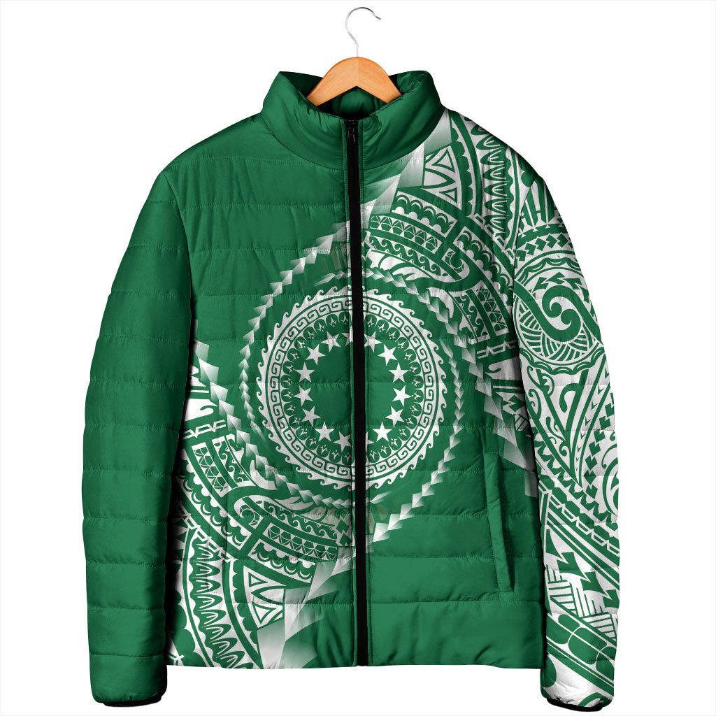 Cook Islands Gospel Day Padded Jacket Green Tribal Curves
