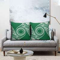 Cook Islands Gospel Day Pillow Cover Green Tribal Curves
