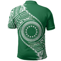 Cook Islands Gospel Day Polo Shirt Green Tribal Curves