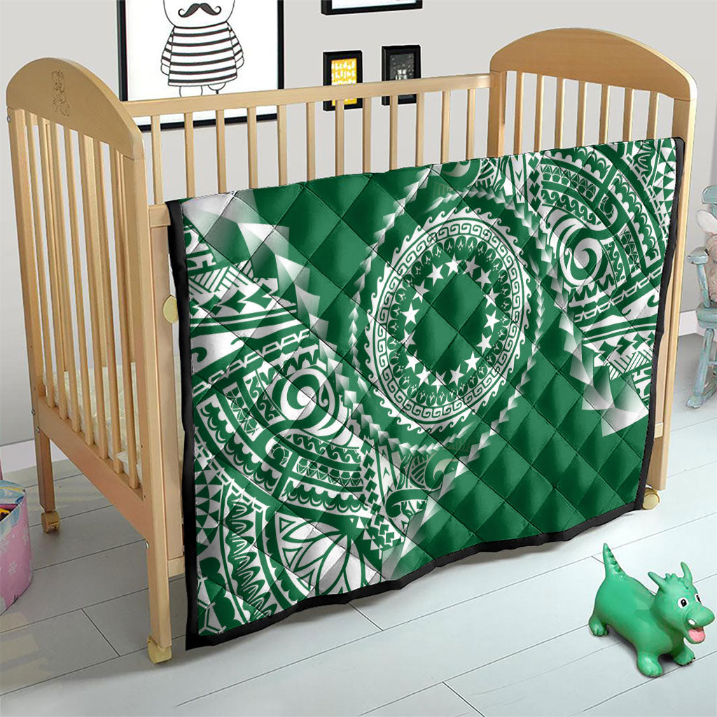 Cook Islands Gospel Day Quilt Green Tribal Curves