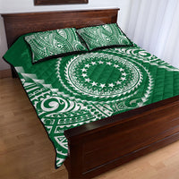 Cook Islands Gospel Day Quilt Bed Set Green Tribal Curves