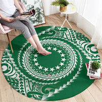 Cook Islands Gospel Day Round Carpet Green Tribal Curves