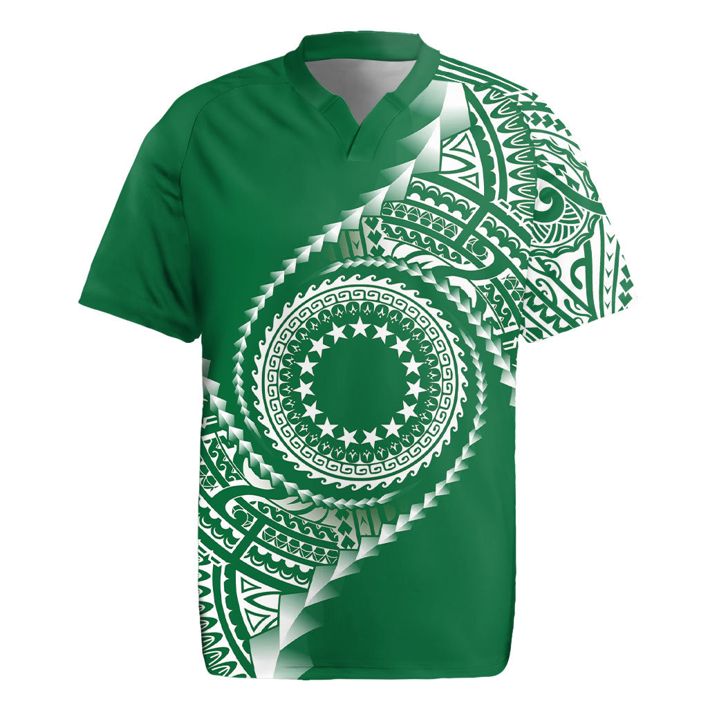Cook Islands Gospel Day Rugby Jersey Green Tribal Curves