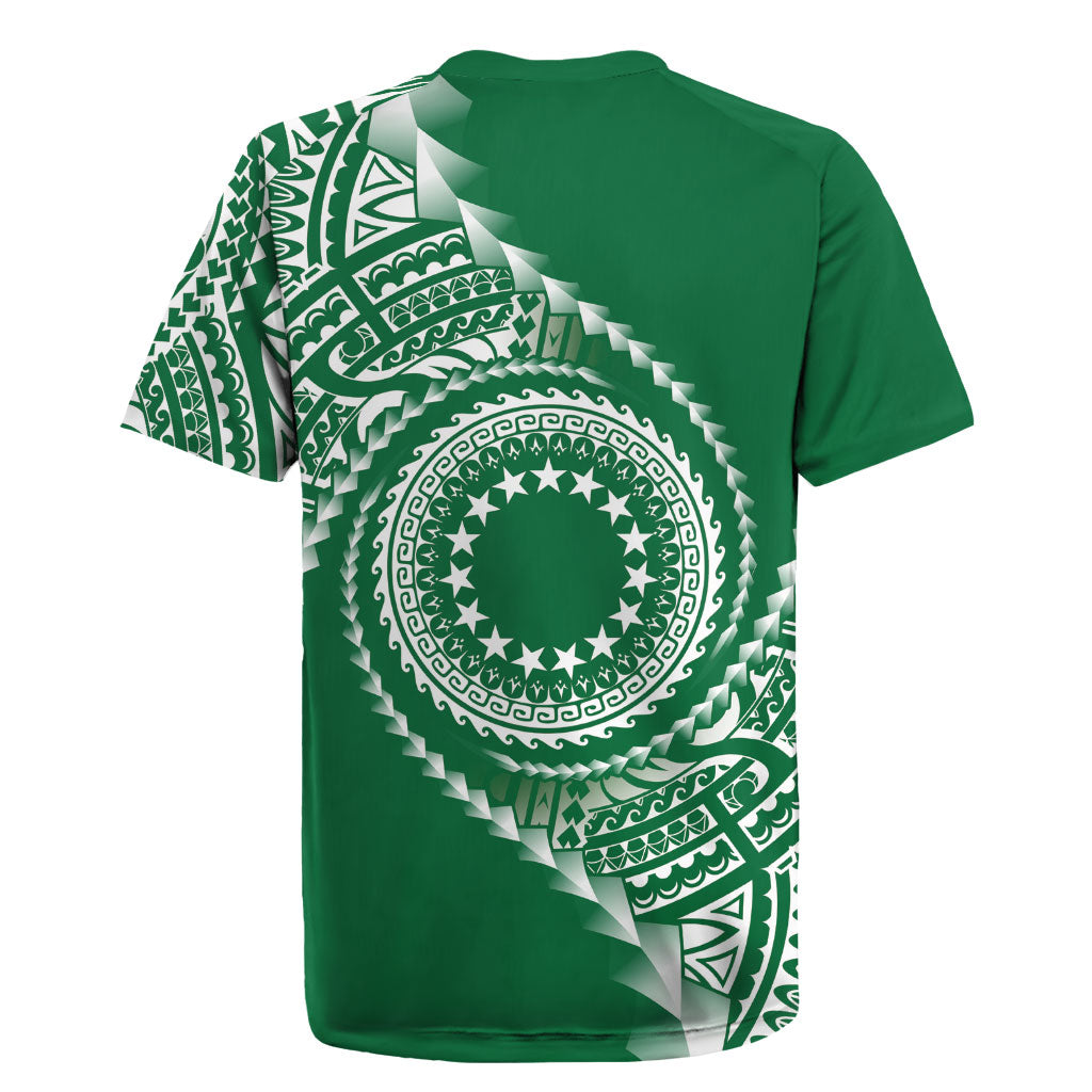 Cook Islands Gospel Day Rugby Jersey Green Tribal Curves