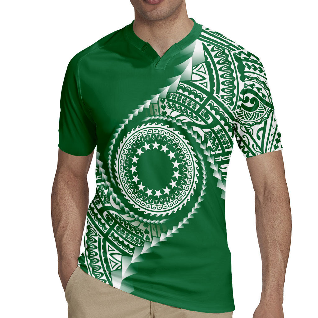 Cook Islands Gospel Day Rugby Jersey Green Tribal Curves