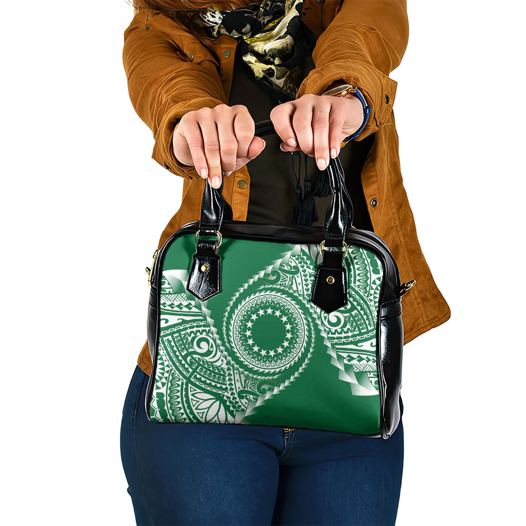 Cook Islands Gospel Day Shoulder Handbag Green Tribal Curves
