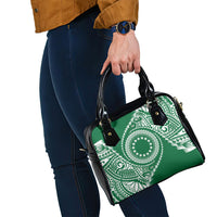 Cook Islands Gospel Day Shoulder Handbag Green Tribal Curves