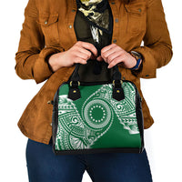 Cook Islands Gospel Day Shoulder Handbag Green Tribal Curves