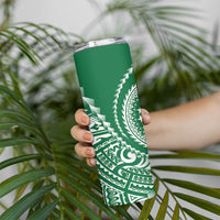 Cook Islands Gospel Day Skinny Tumbler Green Tribal Curves