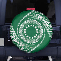 Cook Islands Gospel Day Spare Tire Cover Green Tribal Curves