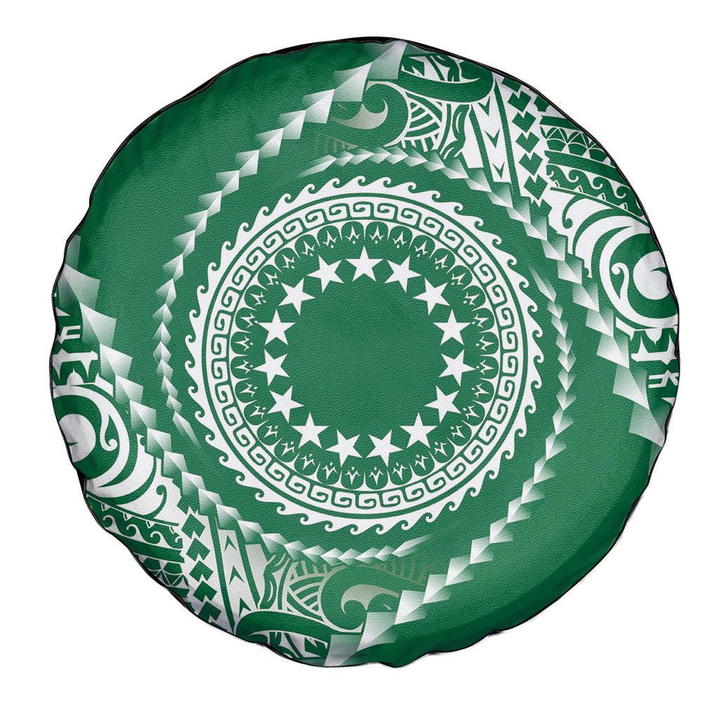 Cook Islands Gospel Day Spare Tire Cover Green Tribal Curves