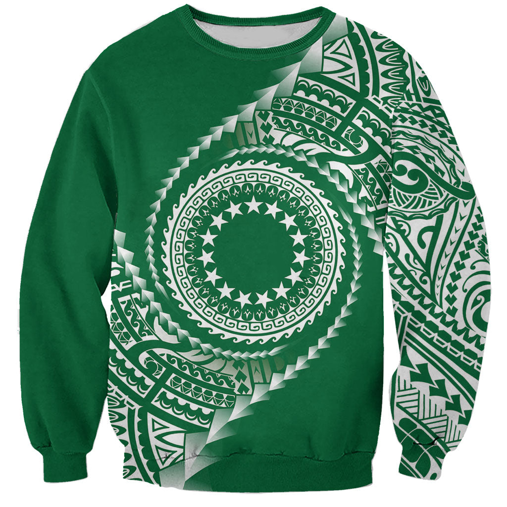 Cook Islands Gospel Day Sweatshirt Green Tribal Curves