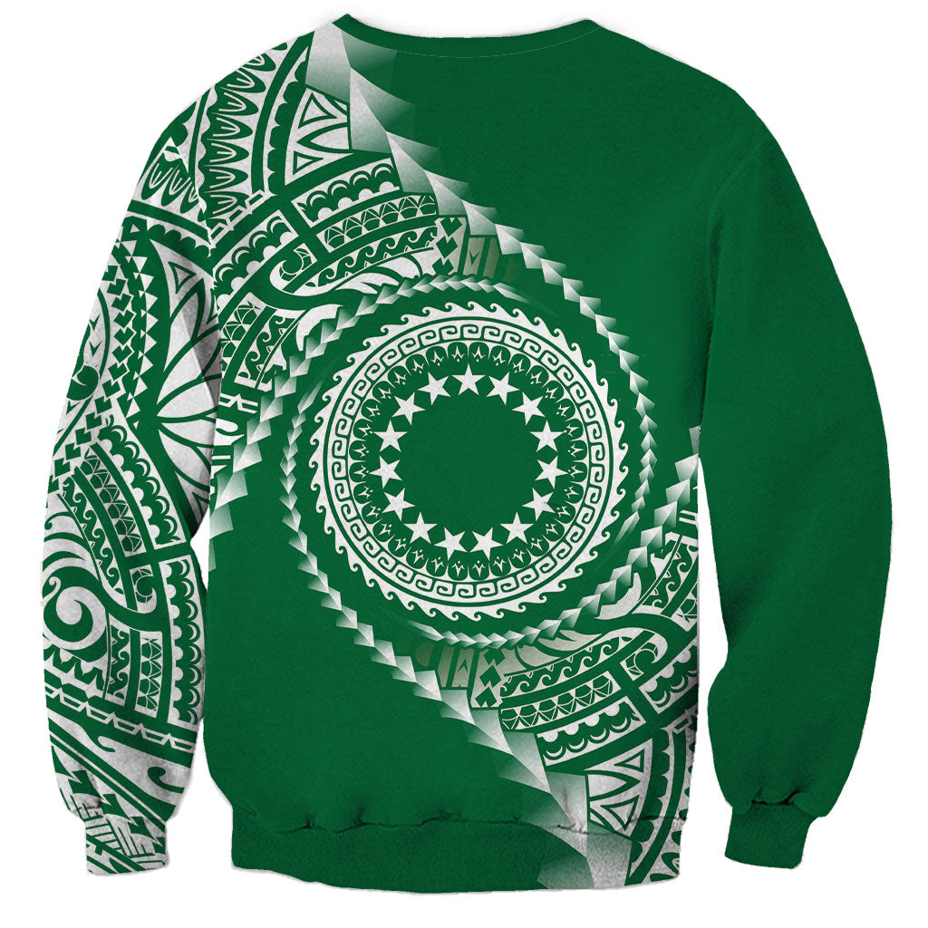 Cook Islands Gospel Day Sweatshirt Green Tribal Curves