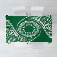 Cook Islands Gospel Day Tablecloth Green Tribal Curves