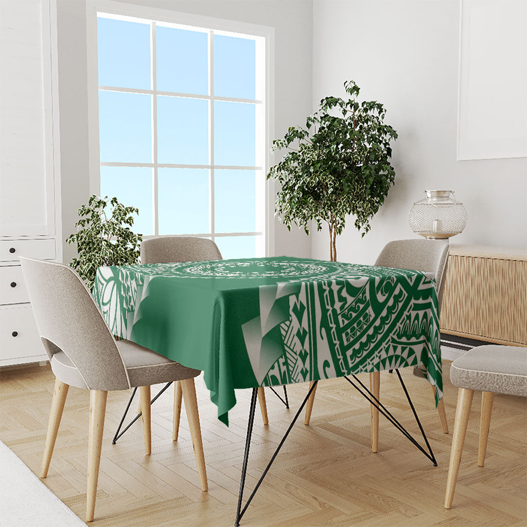 Cook Islands Gospel Day Tablecloth Green Tribal Curves