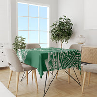 Cook Islands Gospel Day Tablecloth Green Tribal Curves
