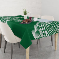 Cook Islands Gospel Day Tablecloth Green Tribal Curves