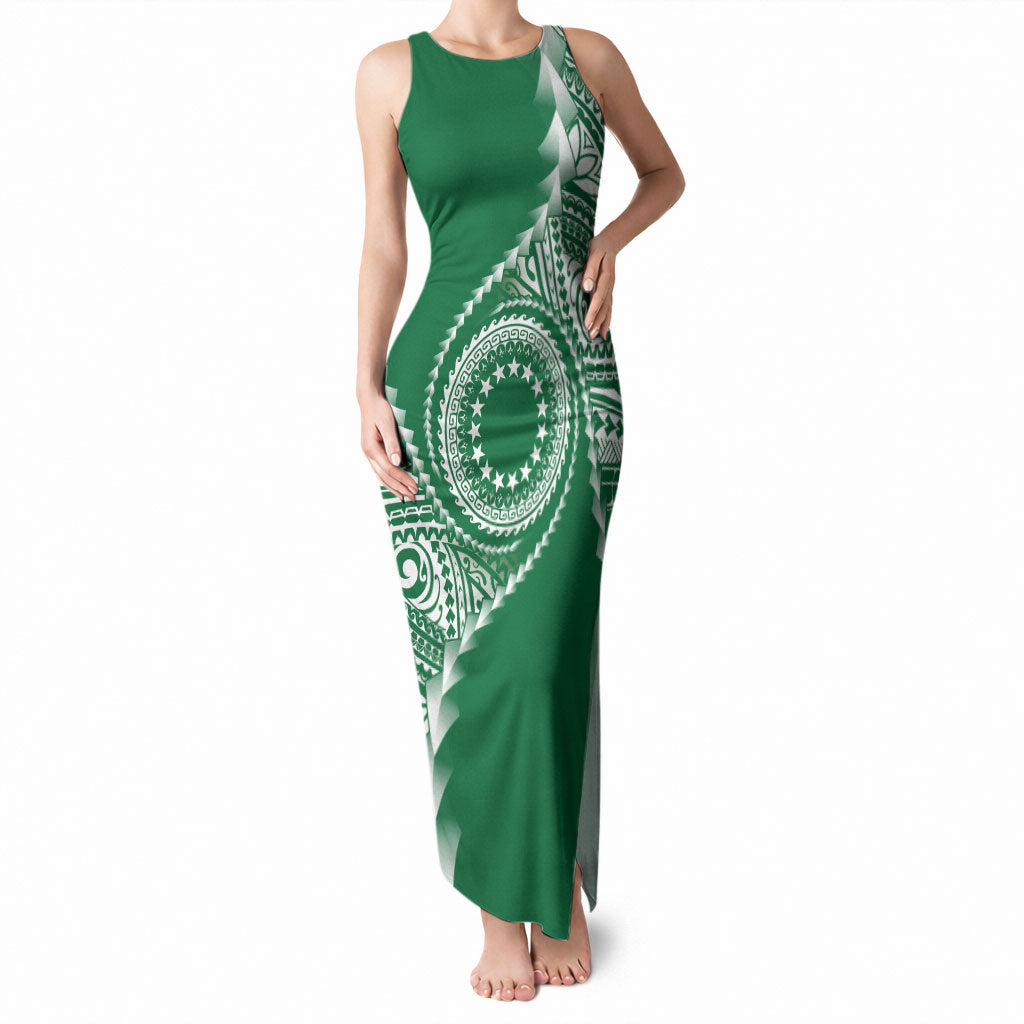 Cook Islands Gospel Day Tank Maxi Dress Green Tribal Curves