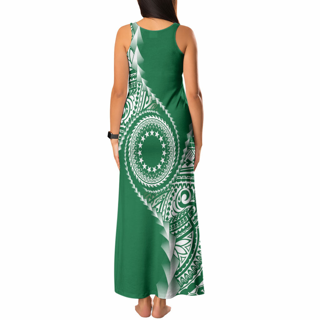 Cook Islands Gospel Day Tank Maxi Dress Green Tribal Curves