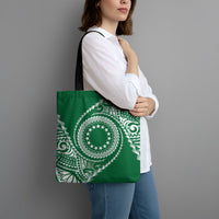 Cook Islands Gospel Day Tote Bag Green Tribal Curves