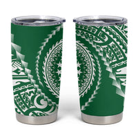 Cook Islands Gospel Day Tumbler Cup Green Tribal Curves