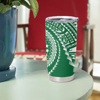 Cook Islands Gospel Day Tumbler Cup Green Tribal Curves
