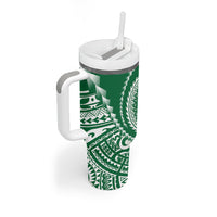 Cook Islands Gospel Day Tumbler With Handle Green Tribal Curves