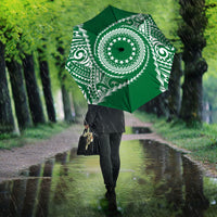 Cook Islands Gospel Day Umbrella Green Tribal Curves