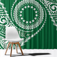 Cook Islands Gospel Day Window Curtain Green Tribal Curves