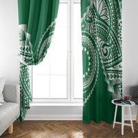 Cook Islands Gospel Day Window Curtain Green Tribal Curves