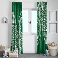 Cook Islands Gospel Day Window Curtain Green Tribal Curves