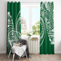Cook Islands Gospel Day Window Curtain Green Tribal Curves