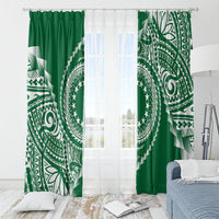 Cook Islands Gospel Day Window Curtain Green Tribal Curves