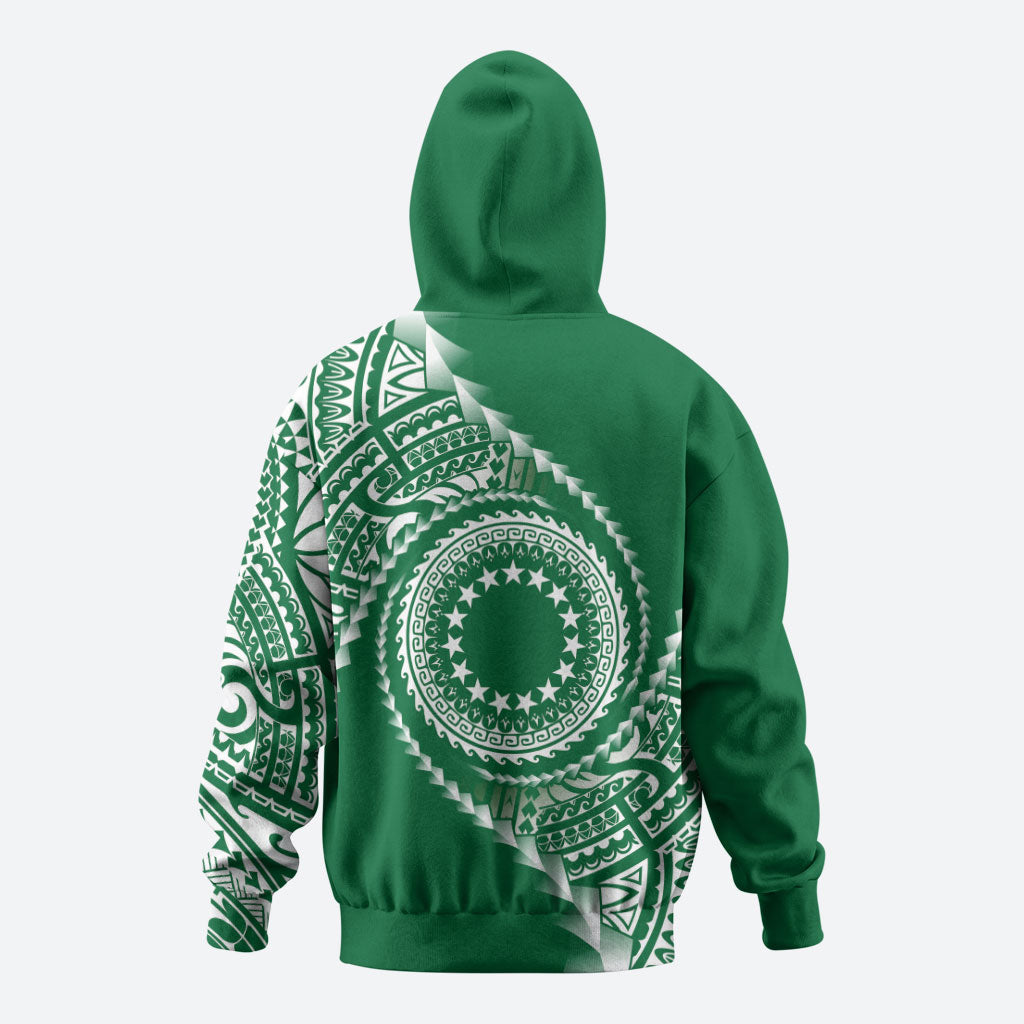 Cook Islands Gospel Day Zip Hoodie Green Tribal Curves