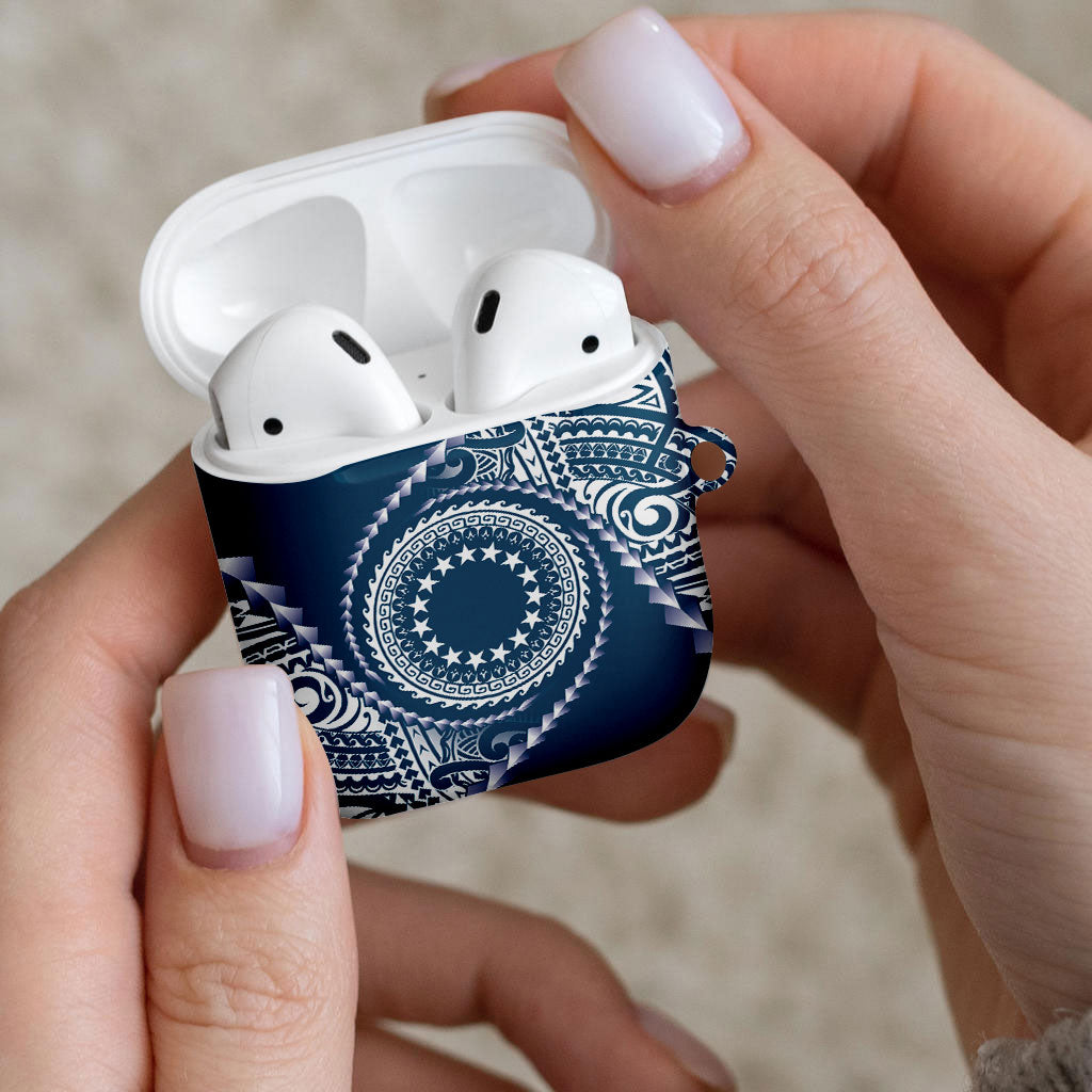 Cook Islands Gospel Day AirPods Case Blue Tribal Curves