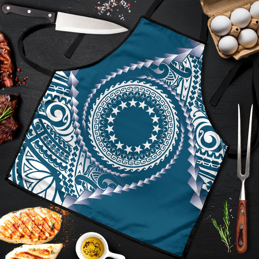 Cook Islands Gospel Day Apron Blue Tribal Curves