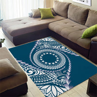 Cook Islands Gospel Day Area Rug Blue Tribal Curves