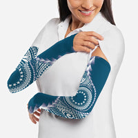 Cook Islands Gospel Day Arm Sleeves Blue Tribal Curves
